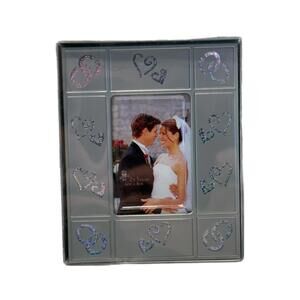 NEW Vintage 21st Century Wedding Silver Hearts Photo Frame 2” x 3” Gift